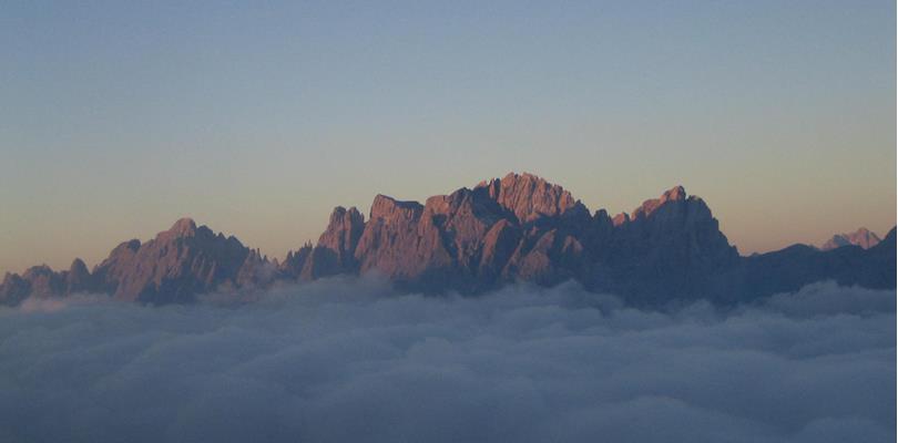 Panoramic view of the Dolomites with striking rocky peaks